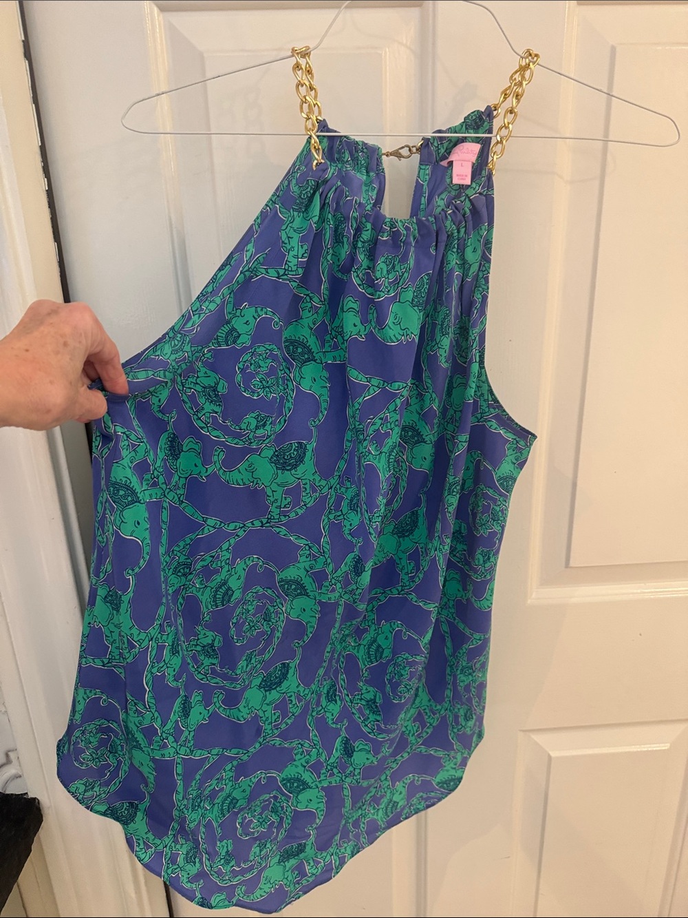 Lilly Pulitzer Blue & Green Floral Chain-Strap Camisole